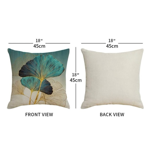 💐🔵Set of 2-Ginkgo Biloba Print Indoor/Outdoor Waterproof Covers Without Filler - Picture 3 of 9